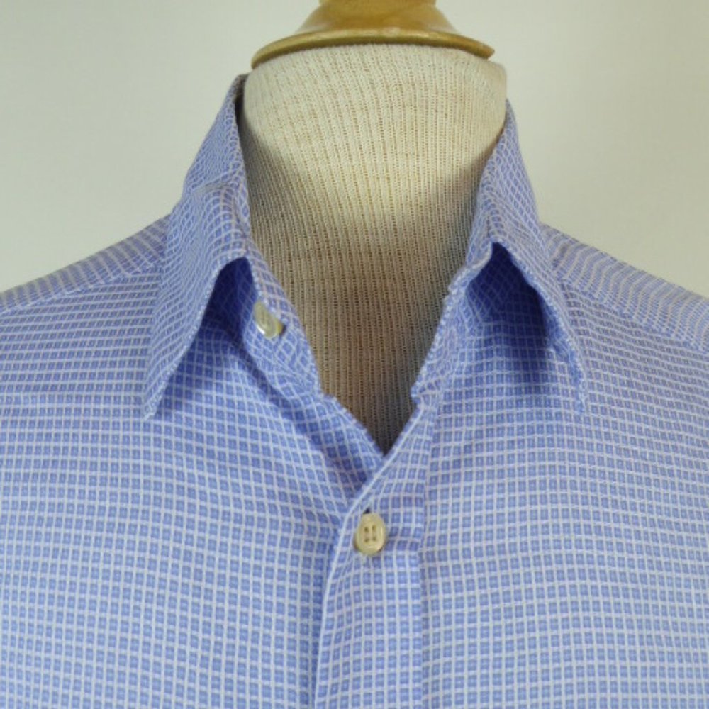 Romeo Gigli blue microcheck cotton shirt L